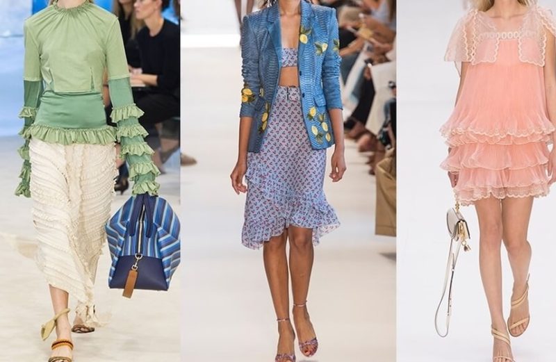 mulheres desfilando com tons claros